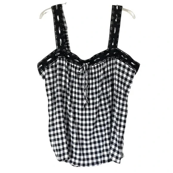 Torrid Gingham and Lace Sweatheart Swing Cami Top - Picture 1 of 8